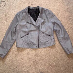 Gray/Taupe Faux Leather Moto Jacket XL